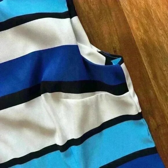 ALYX Women’s Blue Tones Striped Dress Size 18 Curvy Feminine Knee Length Comfy - Picture 2 of 7